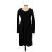 DKNY Casual Dress Scoop Neck Long sleeves: Black Print Dresses - Women's Size P