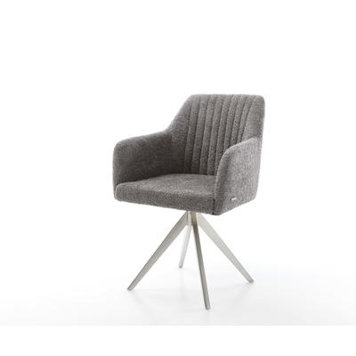 DELIFE Esszimmerstuhl Greg-Flex Bouclé Grau Kreuzgestell kantig Edelstahl Taschenfederkern, Esszimmerstühle Image