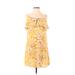Roxy Casual Dress - Shift Scoop Neck Sleeveless: Yellow Floral Dresses - Women's Size 4