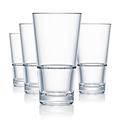 Strahl CapellaStack Polycarbonate Half Pint Tumblers 10oz - Set of 12 - Stacking Hiball Glasses