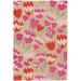 White 36 x 24 x 0.5 in Area Rug - Dash and Albert Rugs Zelie Floral Hand-Knotted Wool Area Rug in Pink/Red Wool | 36 H x 24 W x 0.5 D in | Wayfair