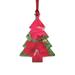 The Holiday Aisle® Red Flowers Wooden Holiday Shaped Ornament Wood in Brown/Green/Red | 3 H x 3 W x 1 D in | Wayfair