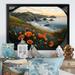 Rosecliff Heights Orange Flowers by the Coast III - Print on Canvas Metal in Blue/Green/Orange | 16 H x 32 W x 1 D in | Wayfair
