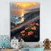 Rosecliff Heights Orange Flowers by the Coast II - Print on Canvas Canvas, Cotton in Black/Gray/Orange | 20 H x 12 W x 1 D in | Wayfair