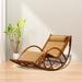 Bayou Breeze Alket Rocking Chair Wicker/Rattan/Fabric in Brown | 35 H x 28 W x 67 D in | Wayfair C34134D8EDC044388B6BD0573E0D3C97