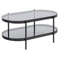 AC Design Furniture Bertha Ovaler Couchtisch mit 1 Ablage, Sofatisch mit Rauchglas und Metallgestell, Wohnzimmertisch mit Stauraum, Modernes Design, Wohnzimmermöbel, B: 95 x H: 42 x 50 cm