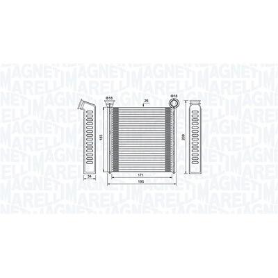 Magneti Marelli Wärmetauscher, Innenraumheizung [Hersteller-Nr. 350218448000] für Audi, Seat, Skoda, VW Image
