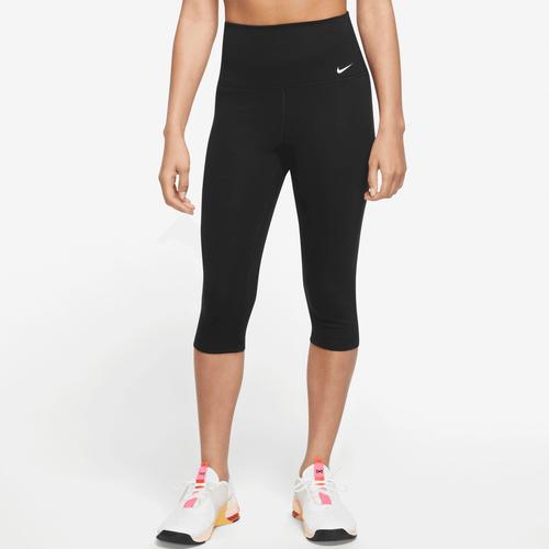„Trainingstights NIKE „“One Dri-FIT Women’s High-Rise Capri Leggings““ Gr. XL (42), N-Gr, schwarz-weiß (black, white) Damen Hosen Yogahosen“