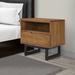 Ryan 26 Inch Nightstand with 1 Drawer, Cubby, Brown Oak Wood, Black Metal