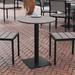 Commercial 24 Inch Round Faux Teak Outdoor Patio Dining Table