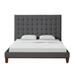 Ryan Velvet or Linen Button Tufted Platform Bed With Wooden Slats