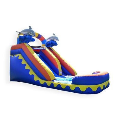 JumpOrange 14' Dolphin Splash Commercial Grade Inflatable Water Slide with Air Blower, 100% PVC VINYL, Outdoor Play