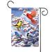 Red and Blue Finch with Cardinal Christmas Outdoor Garden Flag 18" x 12.5"