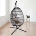 Hanging Egg Chair with Sturdy C Stand - Waterproof Cushion