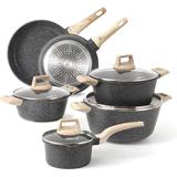 Kitchen Cookware Sets, 11 Pcs Nonstick Pot and Pan Set, Granite Cookware, Non Stick Frying Pans Set