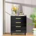 Grondin Transitional Style 4-Drawer Dresser with Golden Handles and Solid Rubberwood Legs, Modern Chest of Drawers
