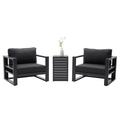 Patio Furniture Armchairs 2 PCS Set Outdoor Aluminum Sofa Set of 2 Conversation Set with Side Table