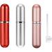 5ml Perfume Bottle Portable Travel Refillable Perfume Atomisers Mini Spray Bottles Round Tube Perfume Bottles Set with 1 Flat Separated Tool Mini Spray Bottles(3+1Pcs)(Pink Red Silver)