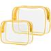 Clear Makeup Bags 2 Pack Quart Size Travel Bag TSA Approved Clear Travel Bags for Toiletries Clear Cosmetic Bags Carry on Clear Toilety Bag TSA Approved Toiletry Bags Yellow ï¼ˆM.Lï¼‰