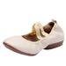 Solid color Slope heel Dance Shoes for Women Leisure Women s Summer Soft Sole Solid color Non Slip Wedges Round Toe Breathable Dancing Shoes White