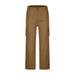 RYRJJ Womens Cargo Pants Casual Wide Leg Straight Pants Elastic Waist Work Trousers with 6 Pockets Streetwear(Khaki 3XL)