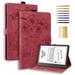 TECH CIRCLE Case for Kindle Scribe 10.2 Inch Tablet 2022 Released Colorful Embossing Premium PU Leather Slim Stand Card Slot Wallet Protective Case for Kindle Scribe 10.2â€� with Pen Holder Winered