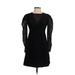 Express Casual Dress - A-Line Crew Neck 3/4 sleeves: Black Print Dresses - Women's Size X-Small