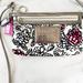 Coach Bags | Coach Silver Poppy Floral Satin Print Crossbody Clutch Bag | Color: Pink/Silver | Size: 8.5”X 5.5”