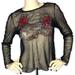 American Eagle Outfitters Tops | American Eagle Outfitters Sheer Embroidered Floral Rose Mesh Black Top | Color: Black | Size: M