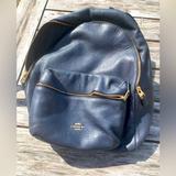 Coach Bags | Coach Woman’s Court Backpack (Navy Blue And Pebble Leather 13” | Color: Blue | Size: 13” Medium