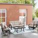 Lark Manor™ Aleston 4 Pieces Outdoor/Indoor Aluminum Patio Motion Rocking Conversation Seating Group w/ Sunbrella Cushions | Wayfair