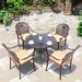 Canora Grey Skalski Round 4 - Person Aluminum Outdoor Dining Set Metal in Black | 35.43 W x 35.43 D in | Wayfair 9A6476FA898A4A8DBAC62A1577C4A10D