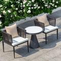 Hokku Designs Saylorville 3 Piece Rattan Seating Group w/ Cushions Synthetic Wicker/All - Weather Wicker/Wicker/Rattan in Black/Gray/White | Outdoor Furniture | Wayfair