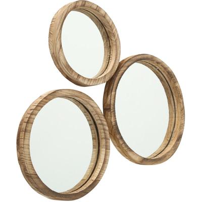 Wadiga - Boltze Spiegel Set Jones 3-teilig runde Wandspiegel, Rahmen aus Holz, ø 25-35 cm Image