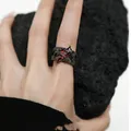 Bagues Punk Noires Ficelle de Vigne Strass Rouges Creux Unsex Bague de Couple Bijoux Cadeau