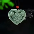 Collier pendentif en forme de cœur en Jade bijou de créateur amulette naturelle véritable pierre