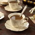 Ensemble de tasses à café et cuillère en céramique dorée Cappuccino tasse à thé de l'après-midi