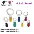 50 pièces RV2-3/4/5/6/8/10/12 AWG 16-14 1.5mm2 ~ 2.5mm2 anneau isolé Terminal oeillet cercle virole câble cosse connecteur de fil en laiton
