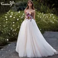 Robe de mariée dos nu brodée colorée pour femmes robes de fleurs pour les patients de mariage