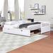 Daybed with Twin size Trundle Bed & 2 Storage Drawers, Solid Wood Slats Support, Wooden Sofa Bed for Bedroom & Living Room