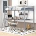 Silver Metal Twin Loft Bed with MDF Desk and Shelf