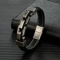 MKENDN – Bracelet en cuir pour hommes large chaîne de vélo en acier inoxydable accessoire