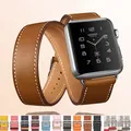 Bracelet en cuir double tour pour Apple Watch bande ultra 49mm 45mm 42mm 44mm série 8 7 6