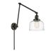 Innovations Lighting Bell - 1 Light 8 Double Extension Swing Arm - 8 Shade - Plug In or Hardwired Oil Rubbed Bronze/Clear Deco Swirl