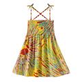 FRSASU Kids Dress clearance Summer Toddler Sleeveless Sling Dress Graphic Print Children s Clothing Yellow 3-4 Years