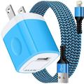 iPhone Charger AILKIN Charger Block with Lightning Cables 6ft Charging Cords USB Charger Adapter Fast Charging Station Power Base Phone Charger Blocks for iPhone Wall Charger Plug Blue