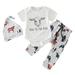 Rovga Boys 2 Piece Outfit Short Sleeve Romper Bodysuit Cartoon Cow Prints Pants Hat Outfits Boy Outfits