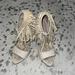 Zara Shoes | Cream Color Fringe Strapping Heels | Color: Cream/Tan | Size: 7