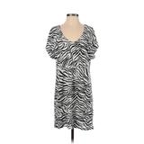Z Supply Casual Dress - Shift V Neck Short sleeves: Black Animal Print Dresses - Women's Size X-Small - Print Wash