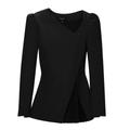 Women's Black Liz Seasonless Extra Fine Merino Wool Peplum Jacket Xxs Seragyi